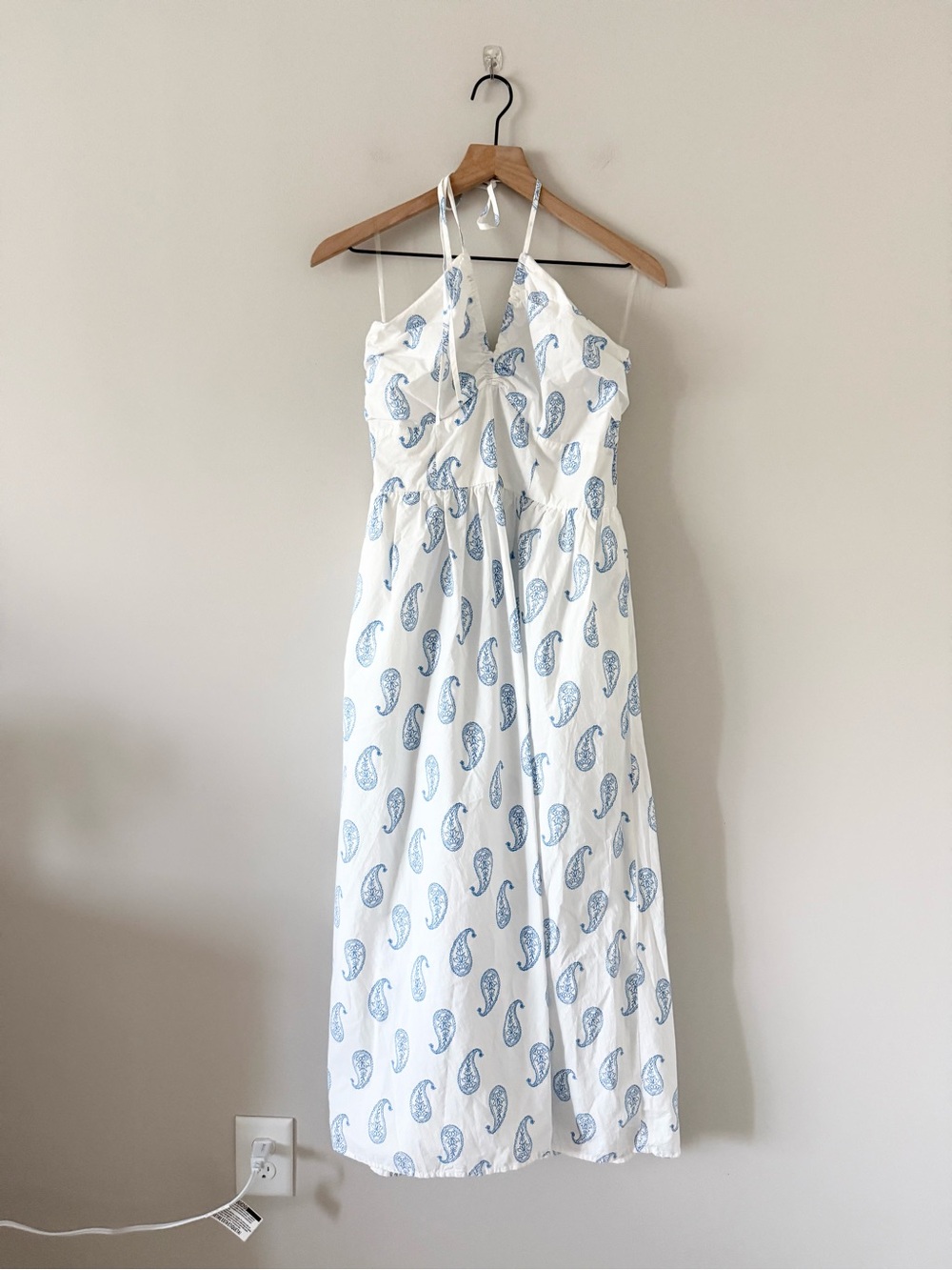 Universal Thread White and Blue Paisley Halter Cotton Sundress Size M